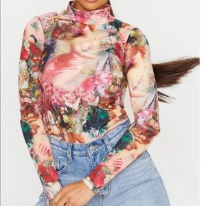 Multi Renaissance Printed High Neck Shirt